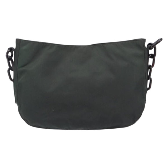 PRADA Chain Shoulder Bag Nylon Green Auth 208438A