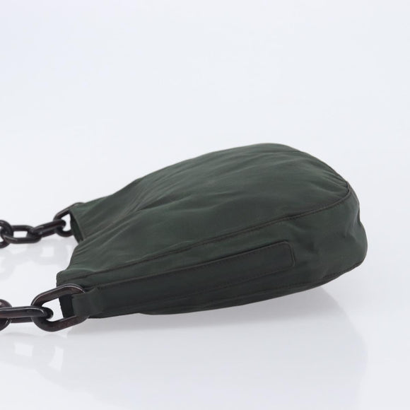 PRADA Chain Shoulder Bag Nylon Green Auth 208438A