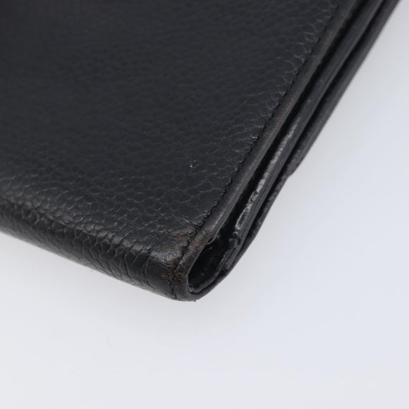 CHANEL Wallet Caviar Skin Black Gold CC Auth 208447