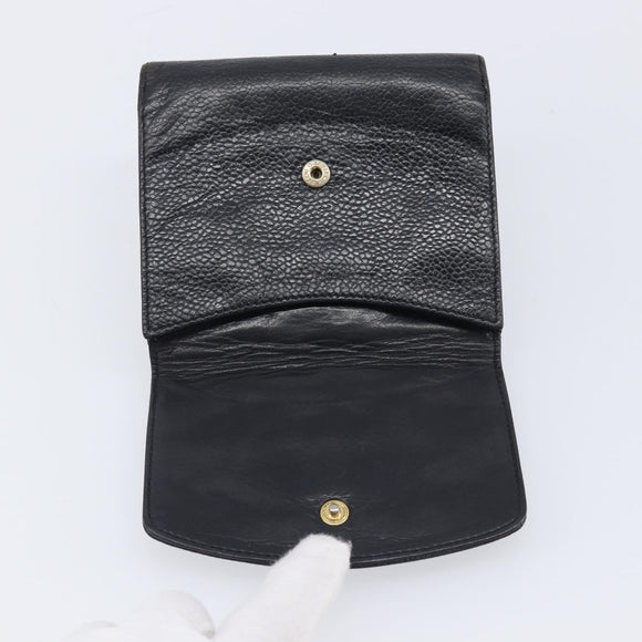 CHANEL Wallet Caviar Skin Black Gold CC Auth 208447