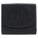 CHANEL Wallet Caviar Skin Black Gold CC Auth 208447-2