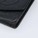 CHANEL Wallet Caviar Skin Black Gold CC Auth 208447-8