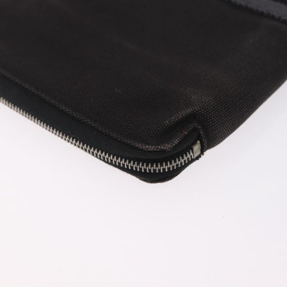 HERMES Fourre Tout Long Wallet Canvas Black Auth 208448