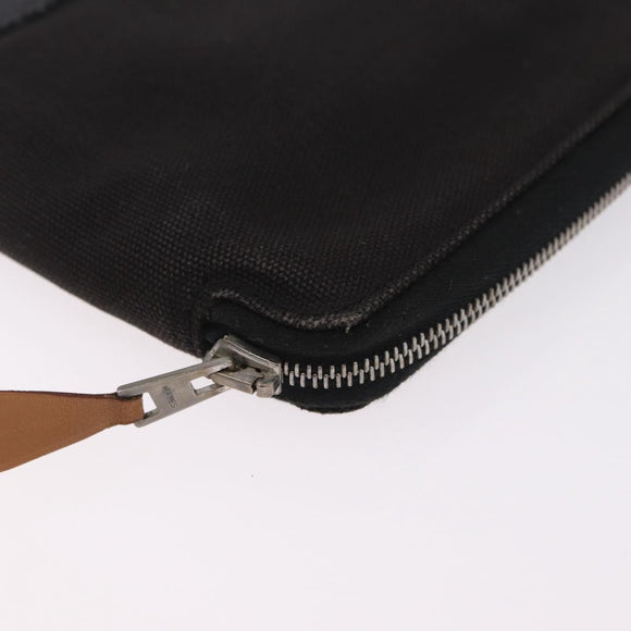 HERMES Fourre Tout Long Wallet Canvas Black Auth 208448