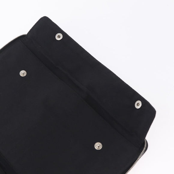 HERMES Fourre Tout Long Wallet Canvas Black Auth 208448