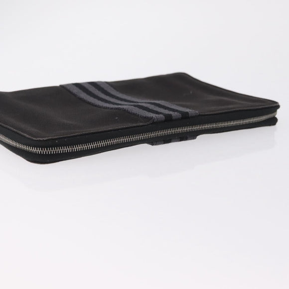 HERMES Fourre Tout Long Wallet Canvas Black Auth 208448