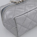 CHANEL Matelasse Chain Shoulder Vanity Pouch Caviar Skin 2way CC Auth 208451SAM-13