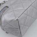 CHANEL Matelasse Chain Shoulder Vanity Pouch Caviar Skin 2way CC Auth 208451SAM-15