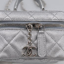 CHANEL Matelasse Chain Shoulder Vanity Pouch Caviar Skin 2way CC Auth 208451SAM-16
