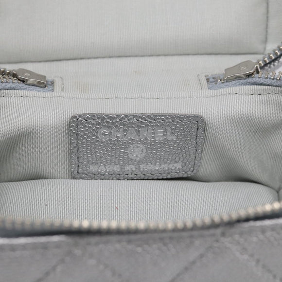 CHANEL Matelasse Chain Shoulder Vanity Pouch Caviar Skin 2way CC Auth 208451SAM