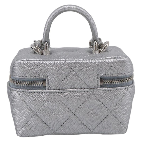 CHANEL Matelasse Chain Shoulder Vanity Pouch Caviar Skin 2way CC Auth 208451SAM