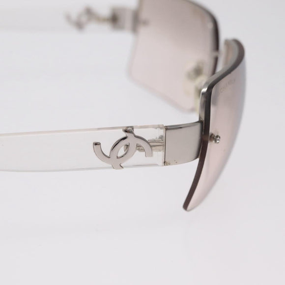 CHANEL Sunglasses metal Clear CC Auth 208452