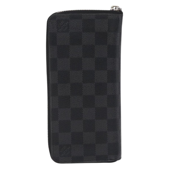 LOUIS VUITTON Damier Graphite Zippy Wallet Vertical N63095 LV Auth 208455