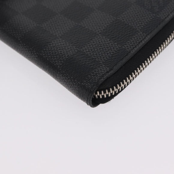 LOUIS VUITTON Damier Graphite Zippy Wallet Vertical N63095 LV Auth 208455