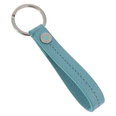 Tiffany & Co. Key Ring Leather Turquoise Blue Silver Auth 208458V