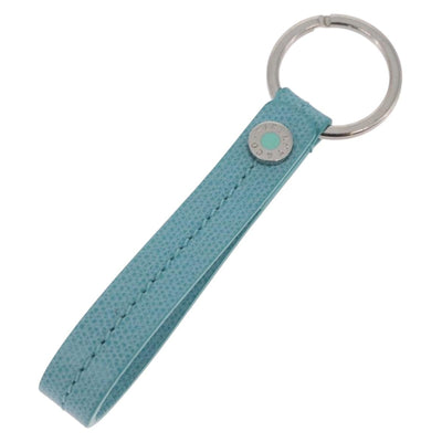 Tiffany & Co. Key Ring Leather Turquoise Blue Silver Auth 208458V - 0
