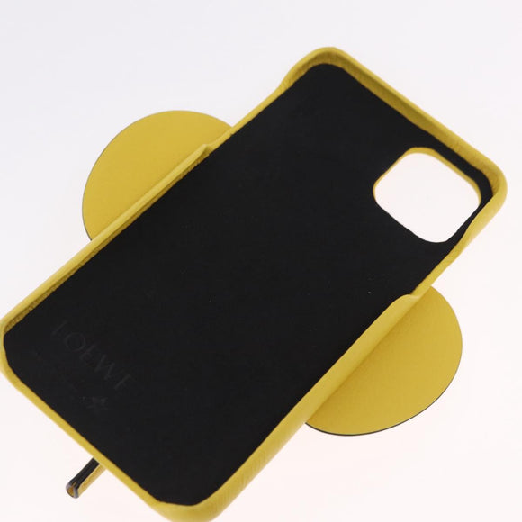 LOEWE Cell Phone Case Leather iPhone 13 Pro MAX Yellow Auth 208461M