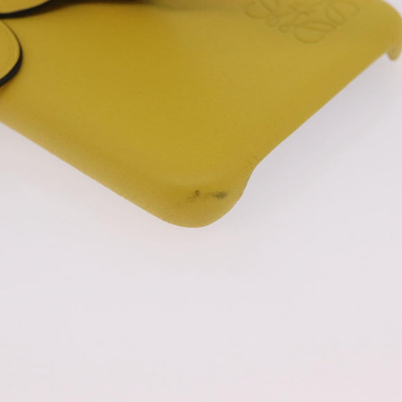 LOEWE Cell Phone Case Leather iPhone 13 Pro MAX Yellow Auth 208461M