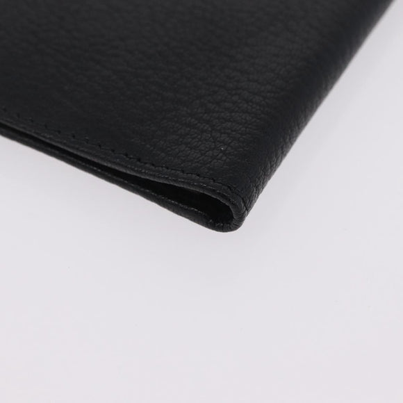 Miu Miu Passport Case Leather Black Gold Auth 208463M