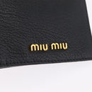 Miu Miu Passport Case Leather Black Gold Auth 208463M-12