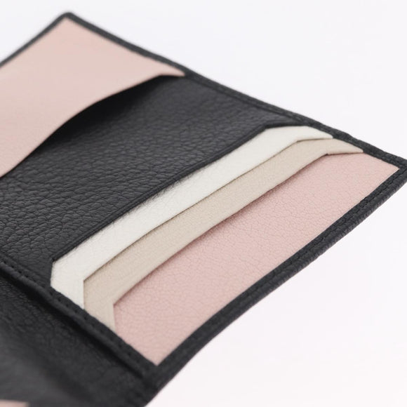 Miu Miu Passport Case Leather Black Gold Auth 208463M