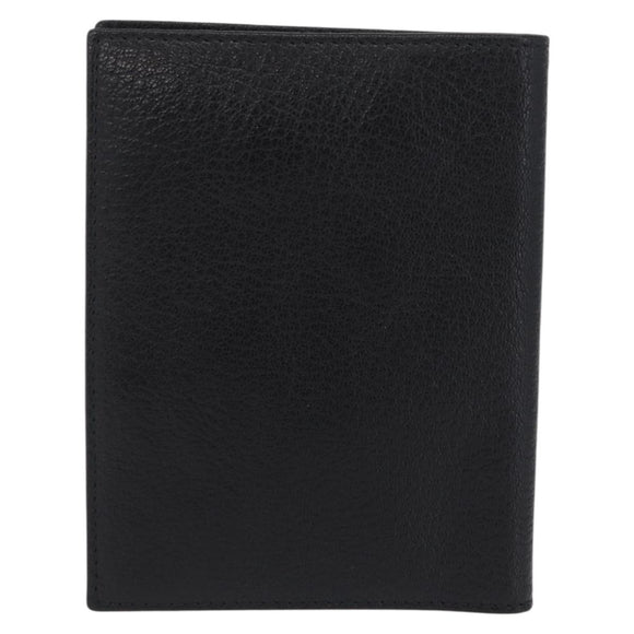 Miu Miu Passport Case Leather Black Gold Auth 208463M