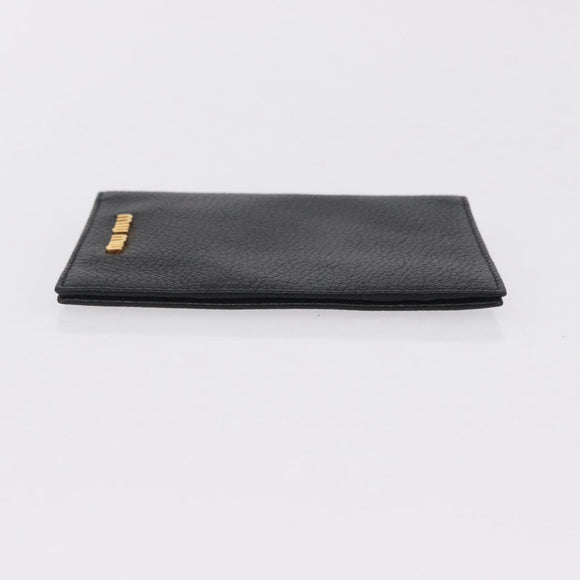 Miu Miu Passport Case Leather Black Gold Auth 208463M