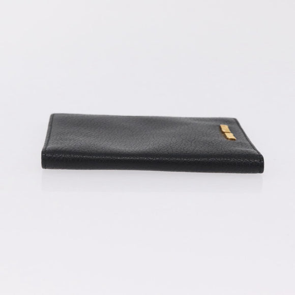 Miu Miu Passport Case Leather Black Gold Auth 208463M