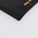 Miu Miu Passport Case Leather Black Gold Auth 208463M-8