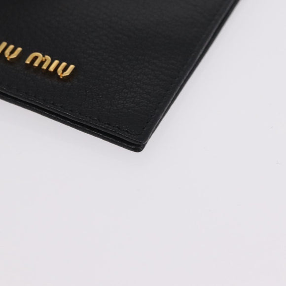 Miu Miu Passport Case Leather Black Gold Auth 208463M