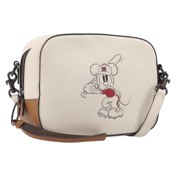 Coach Shoulder Bag Leather White Auth 208471A