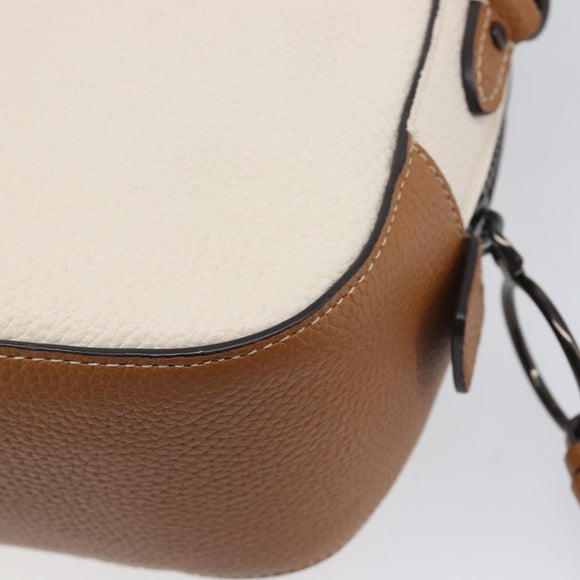 Coach Shoulder Bag Leather White Auth 208471A