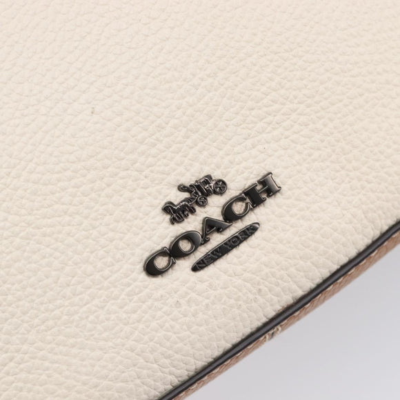 Coach Shoulder Bag Leather White Auth 208471A