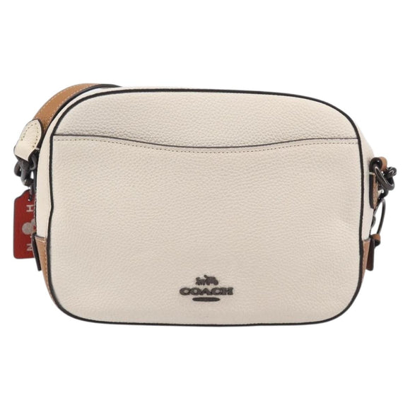 Coach Shoulder Bag Leather White Auth 208471A