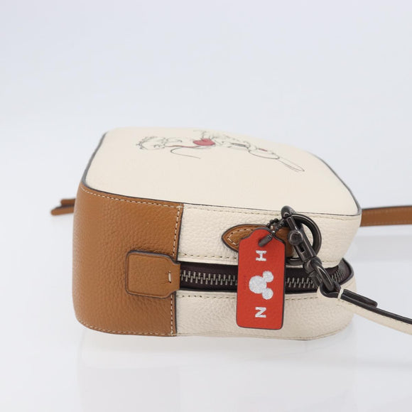 Coach Shoulder Bag Leather White Auth 208471A