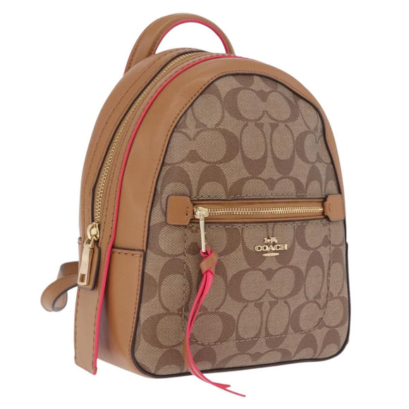 Coach Backpack Leather Beige Gold Auth 208472A