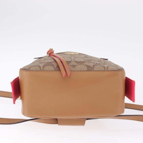 Coach Backpack Leather Beige Gold Auth 208472A
