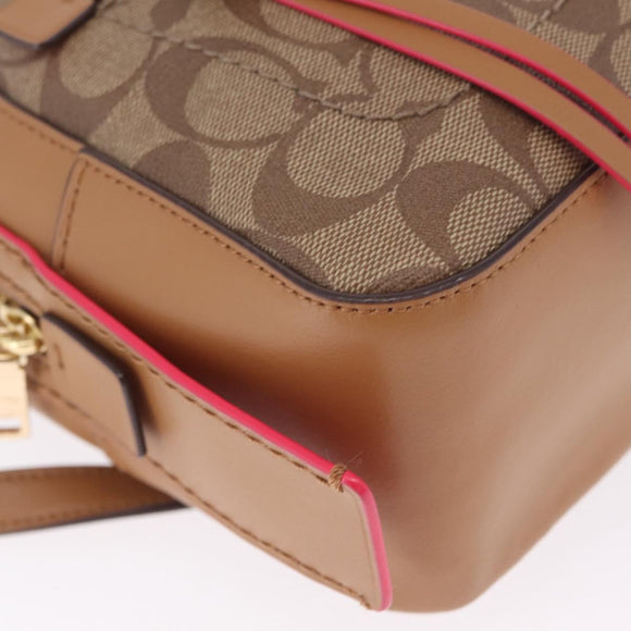Coach Backpack Leather Beige Gold Auth 208472A