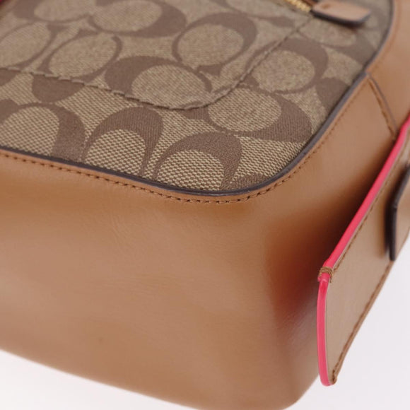 Coach Backpack Leather Beige Gold Auth 208472A