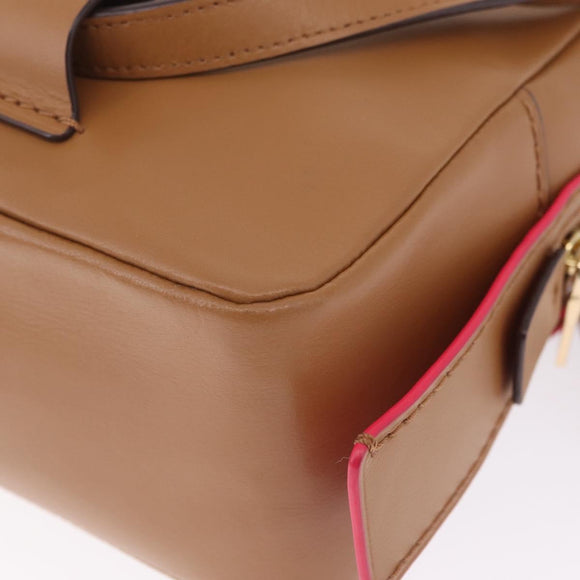 Coach Backpack Leather Beige Gold Auth 208472A