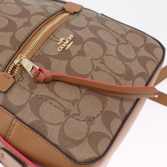 Coach Backpack Leather Beige Gold Auth 208472A