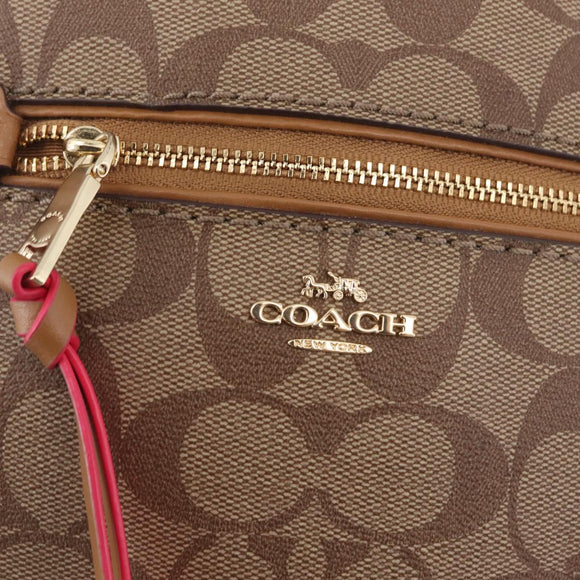Coach Backpack Leather Beige Gold Auth 208472A