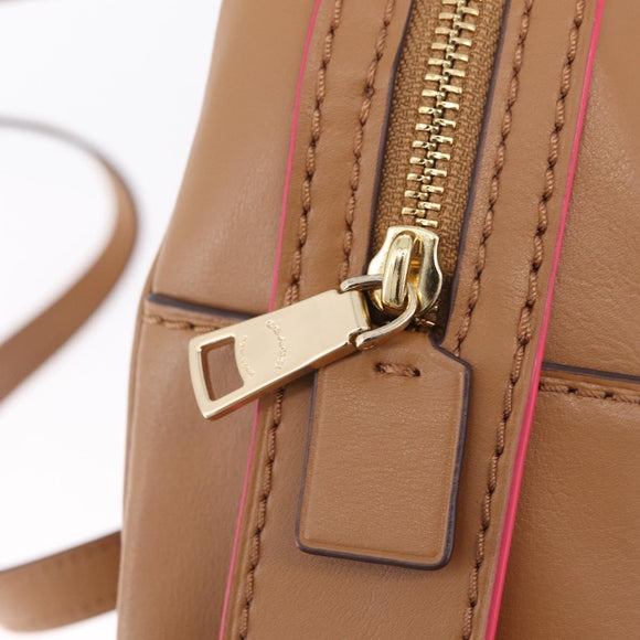 Coach Backpack Leather Beige Gold Auth 208472A