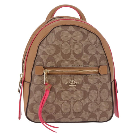 Coach Backpack Leather Beige Gold Auth 208472A