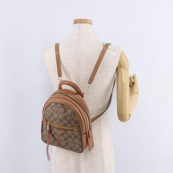 Coach Backpack Leather Beige Gold Auth 208472A