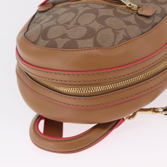 Coach Backpack Leather Beige Gold Auth 208472A