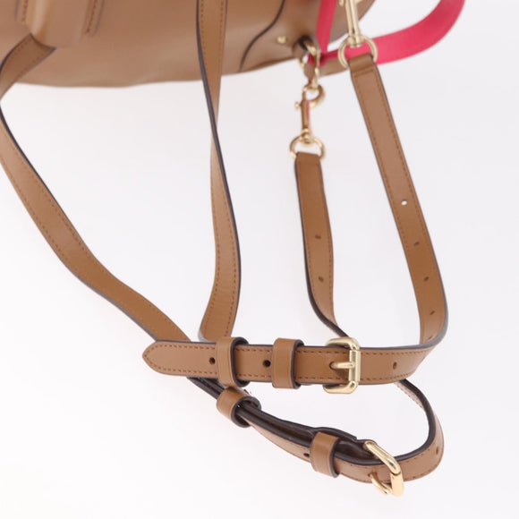 Coach Backpack Leather Beige Gold Auth 208472A