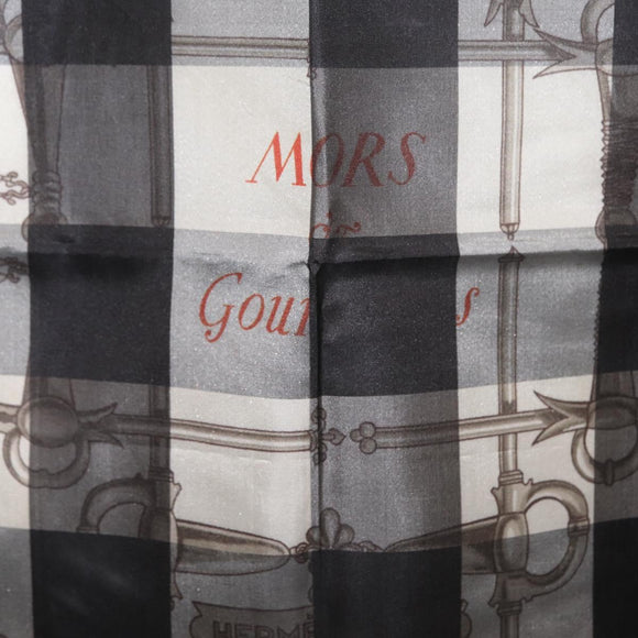 HERMES Scarf Silk Gray Auth 208474