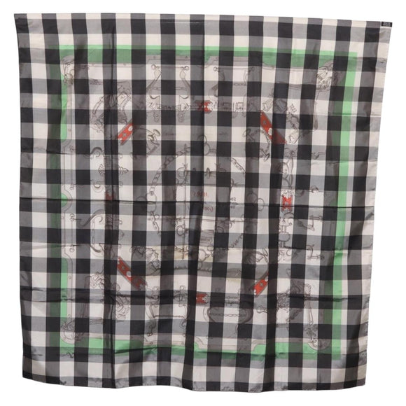 HERMES Scarf Silk Gray Auth 208474
