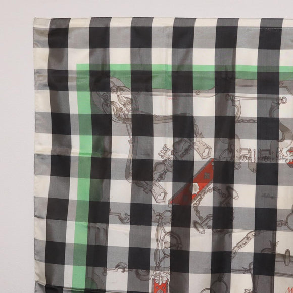 HERMES Scarf Silk Gray Auth 208474